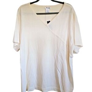 East 5th Women's Sweater 3X Ivory Knit Shirt Sleeve V- Neck Pullover Size 3X NWT